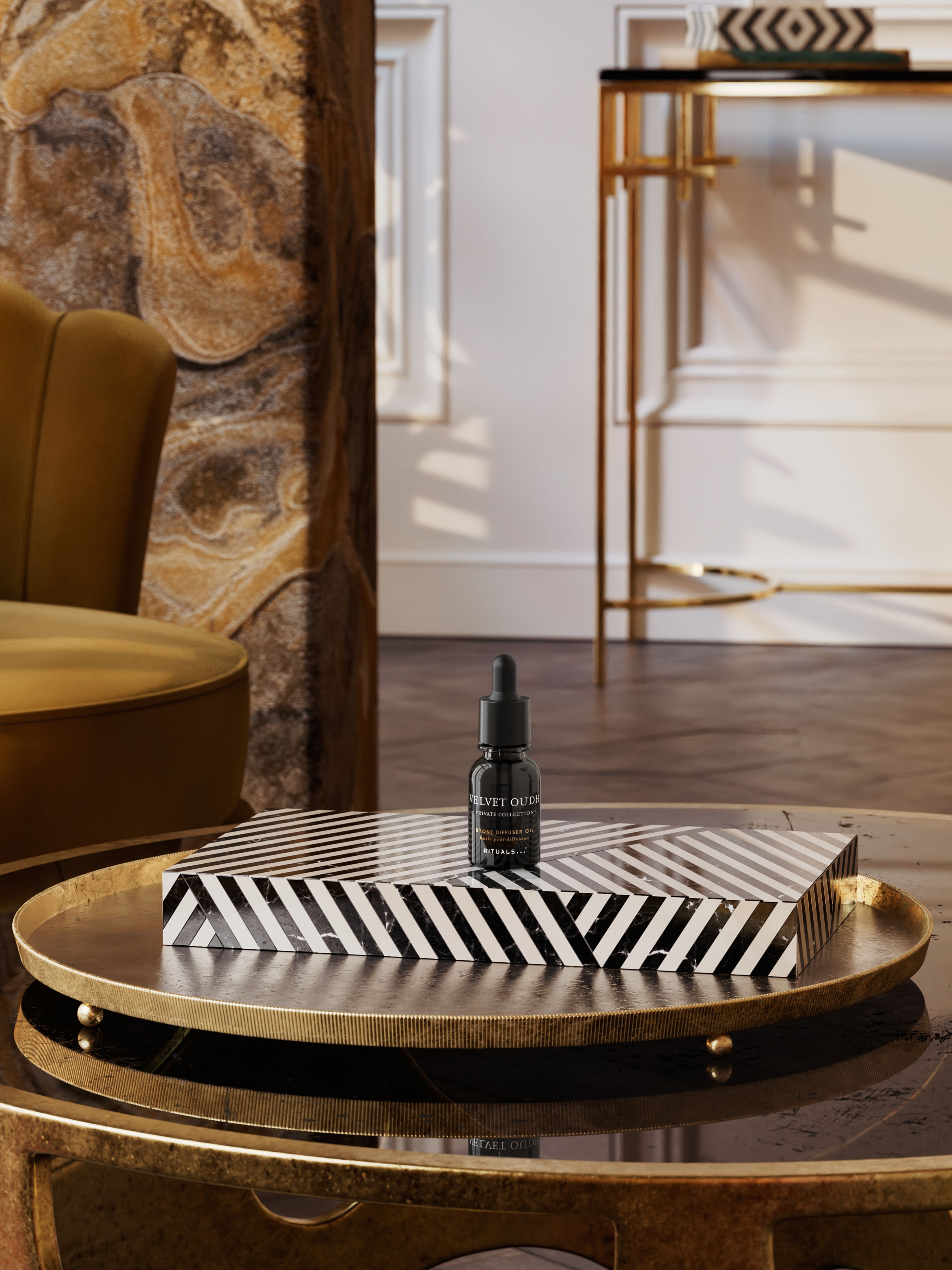 Velvet Oudh Refill Stone Diffuser Lifestyle with Product