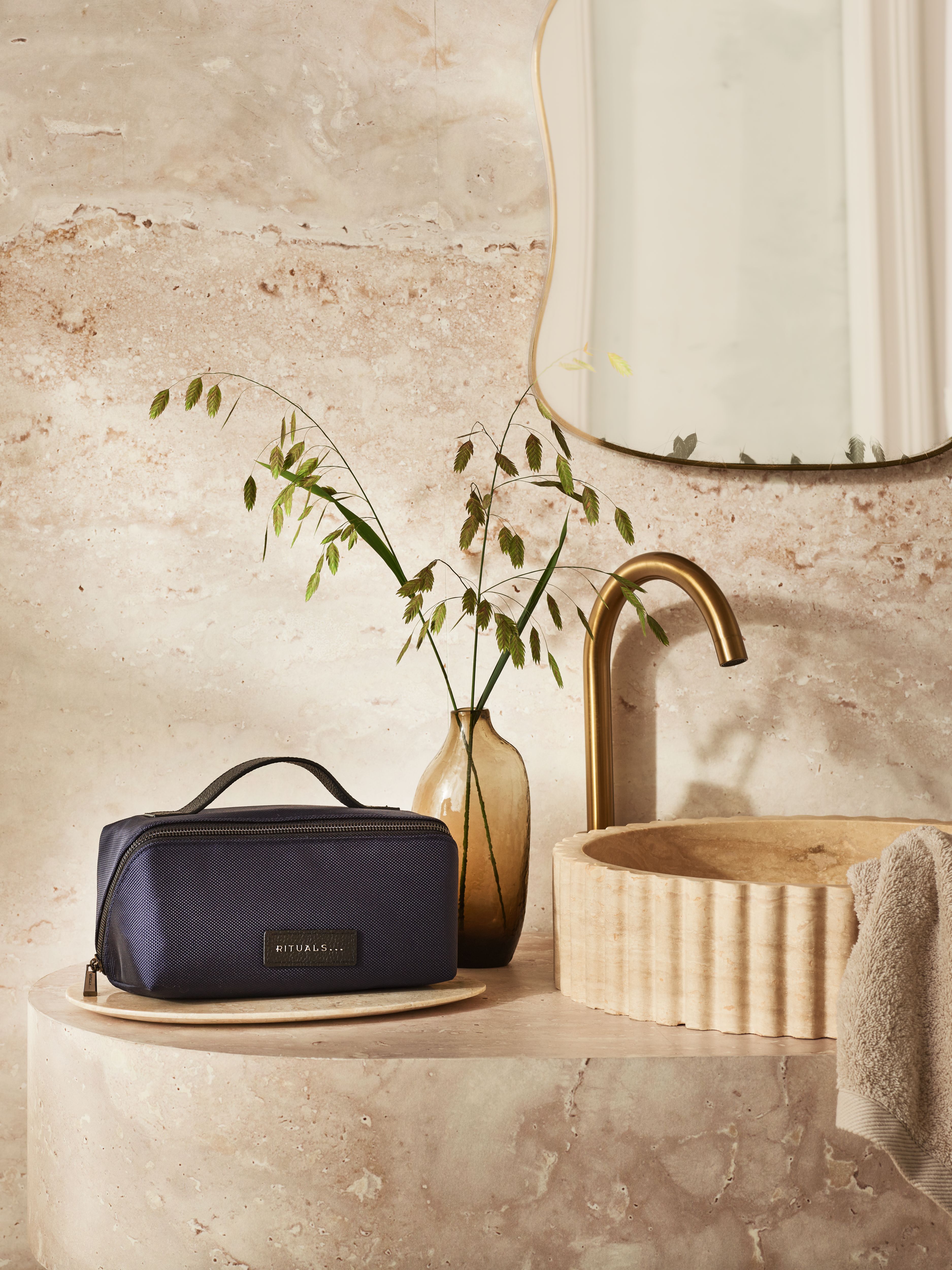 Toilet Bag Navy Lifestyle with Product