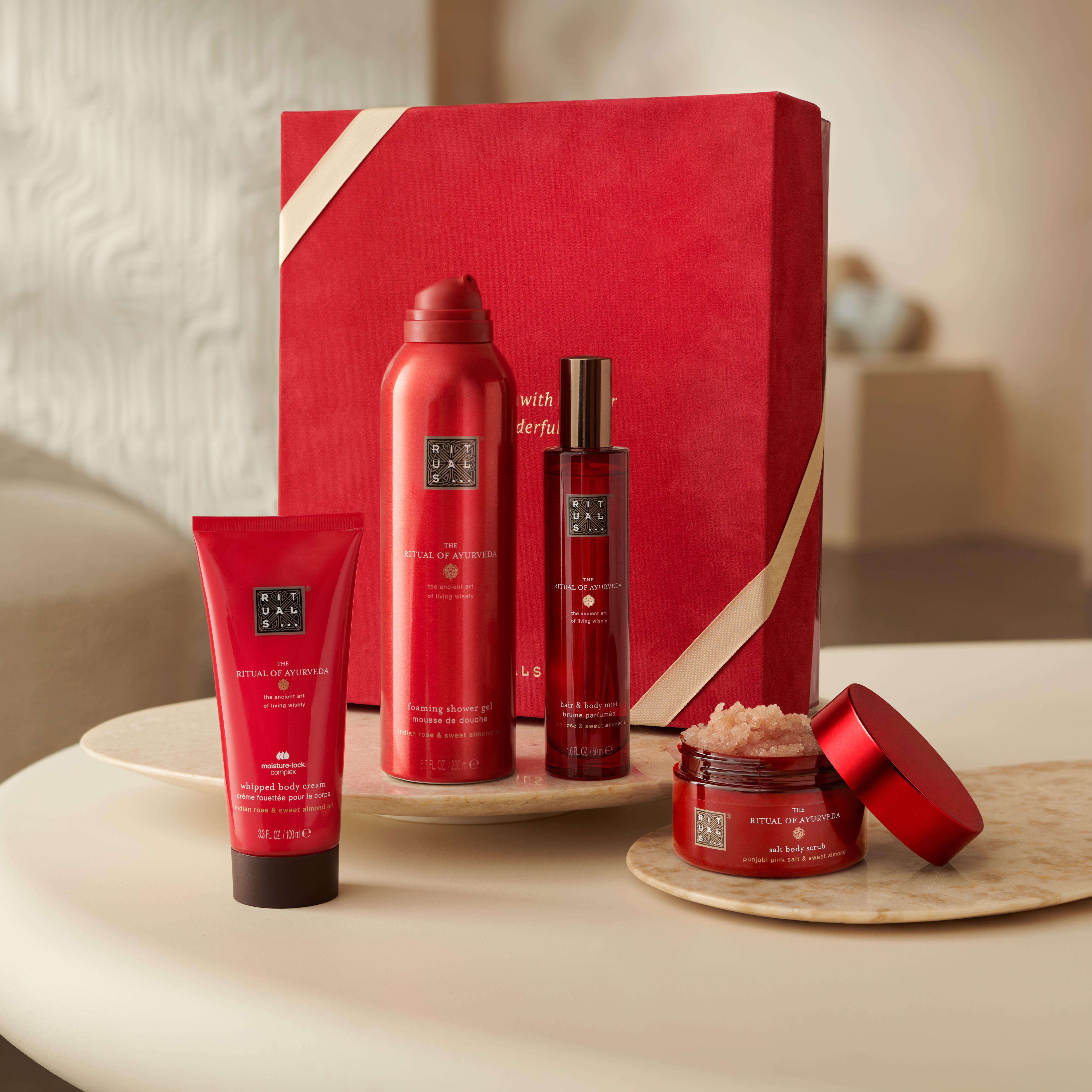 The Ritual of Ayurveda - Medium Gift Set 2026 Lifestyle with Closed Pack