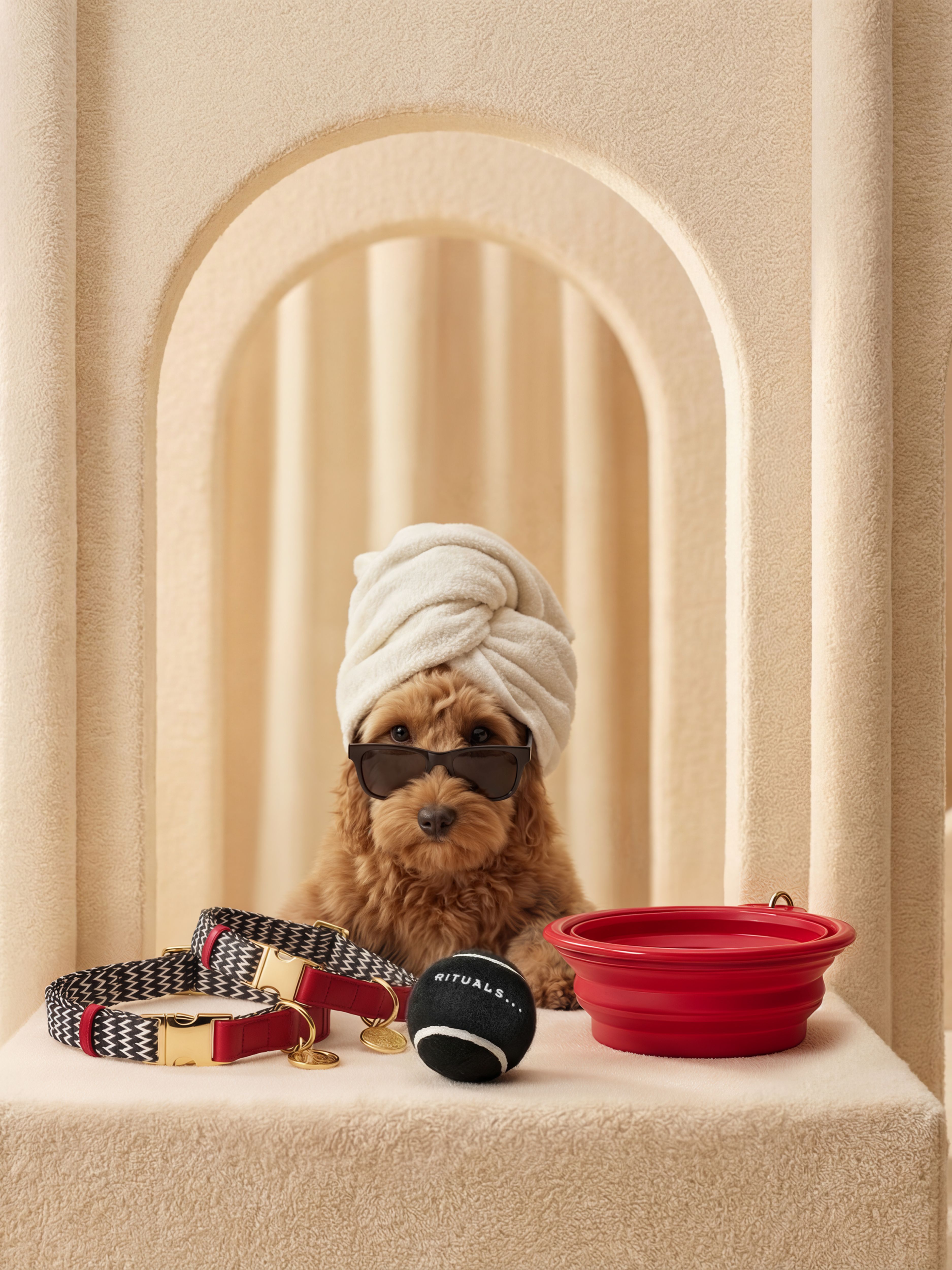 Dog Collar Size S/M Lifestyle with Model and Packshot