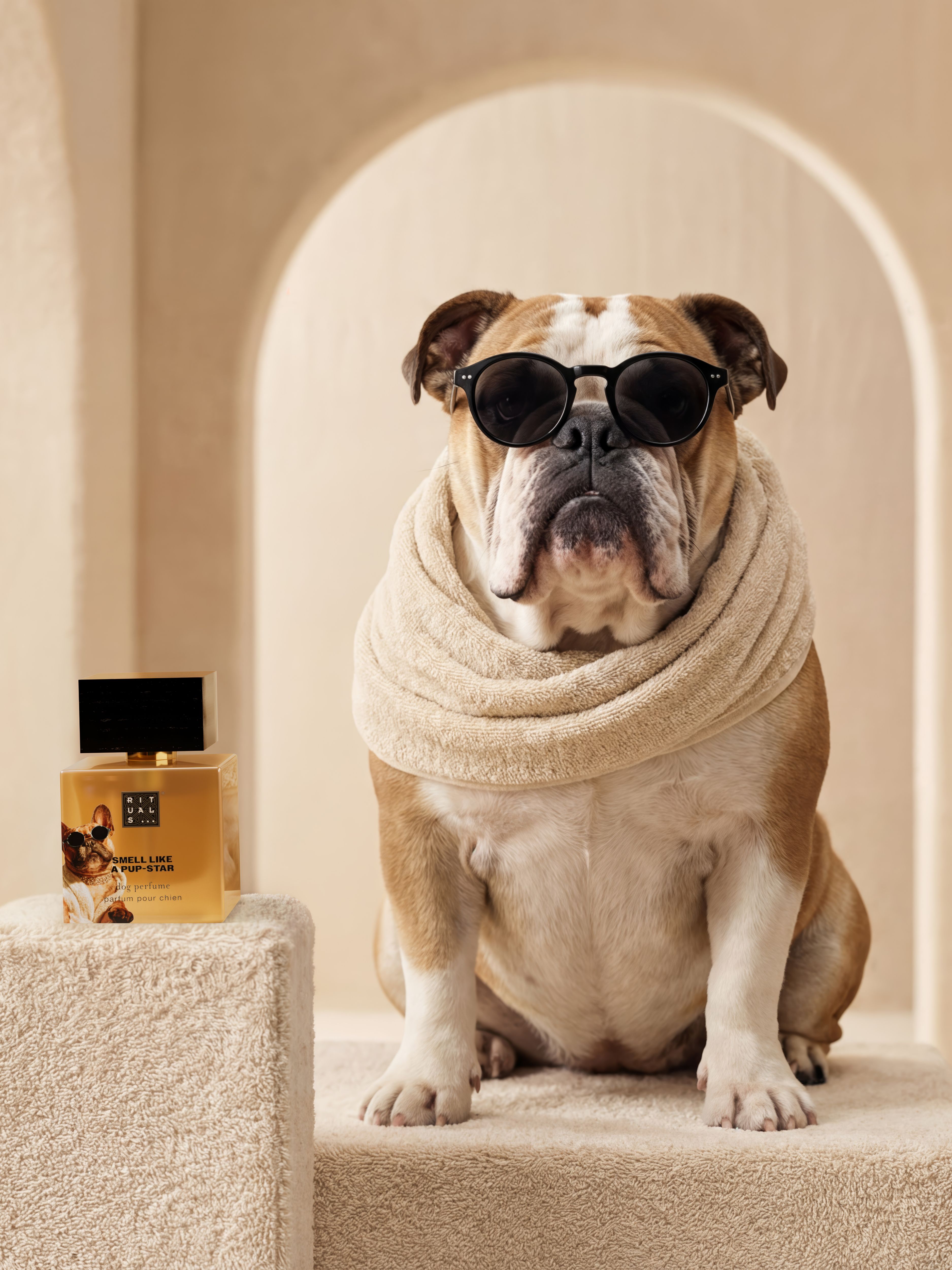 Dog Perfume Lifestyle with Model and Packshot