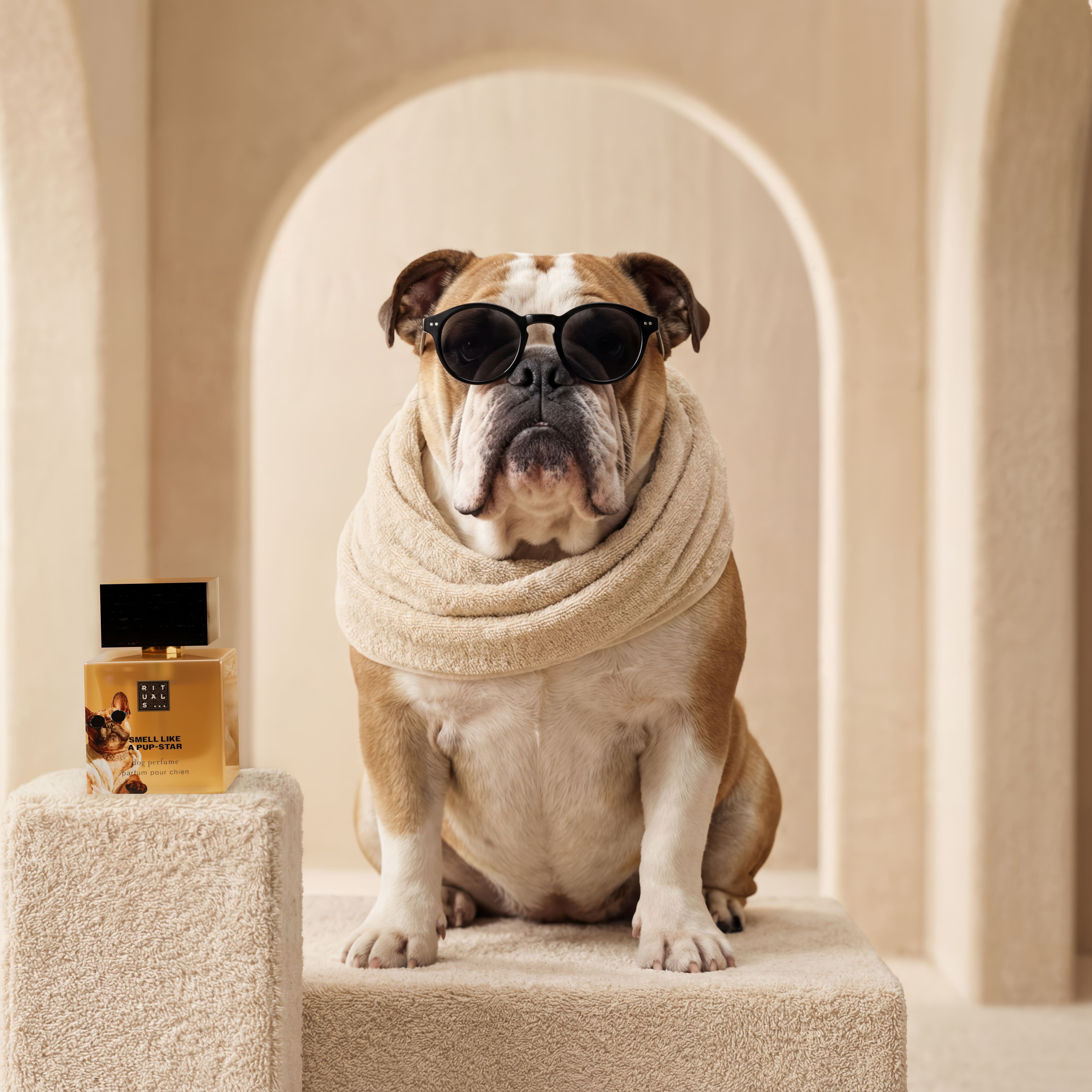 Dog Perfume Lifestyle with Model and Packshot