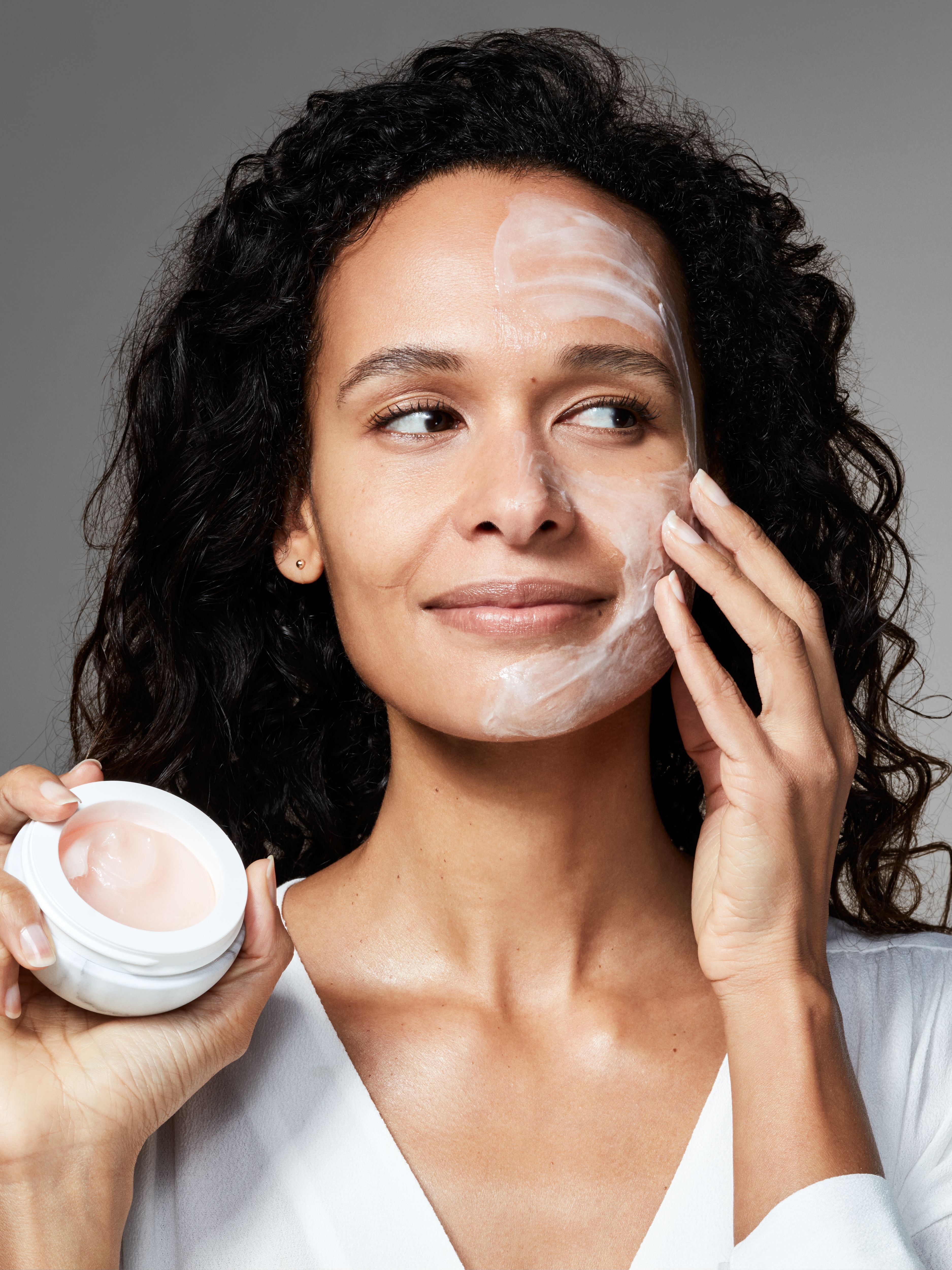The Ritual of Namaste Glow Mask Studio with Model and Product