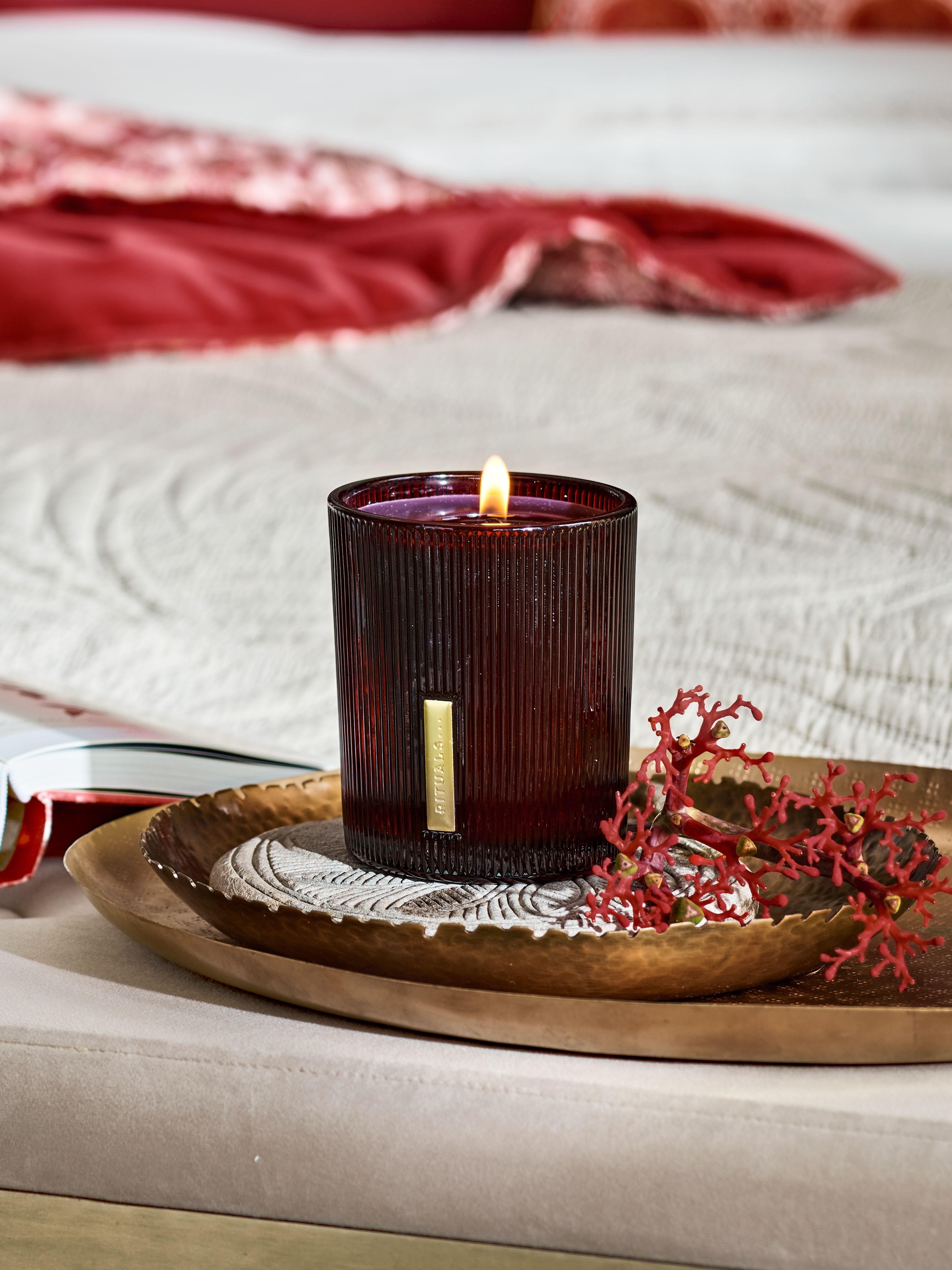 The Ritual of Ayurveda Scented Candle Lifestyle with Product