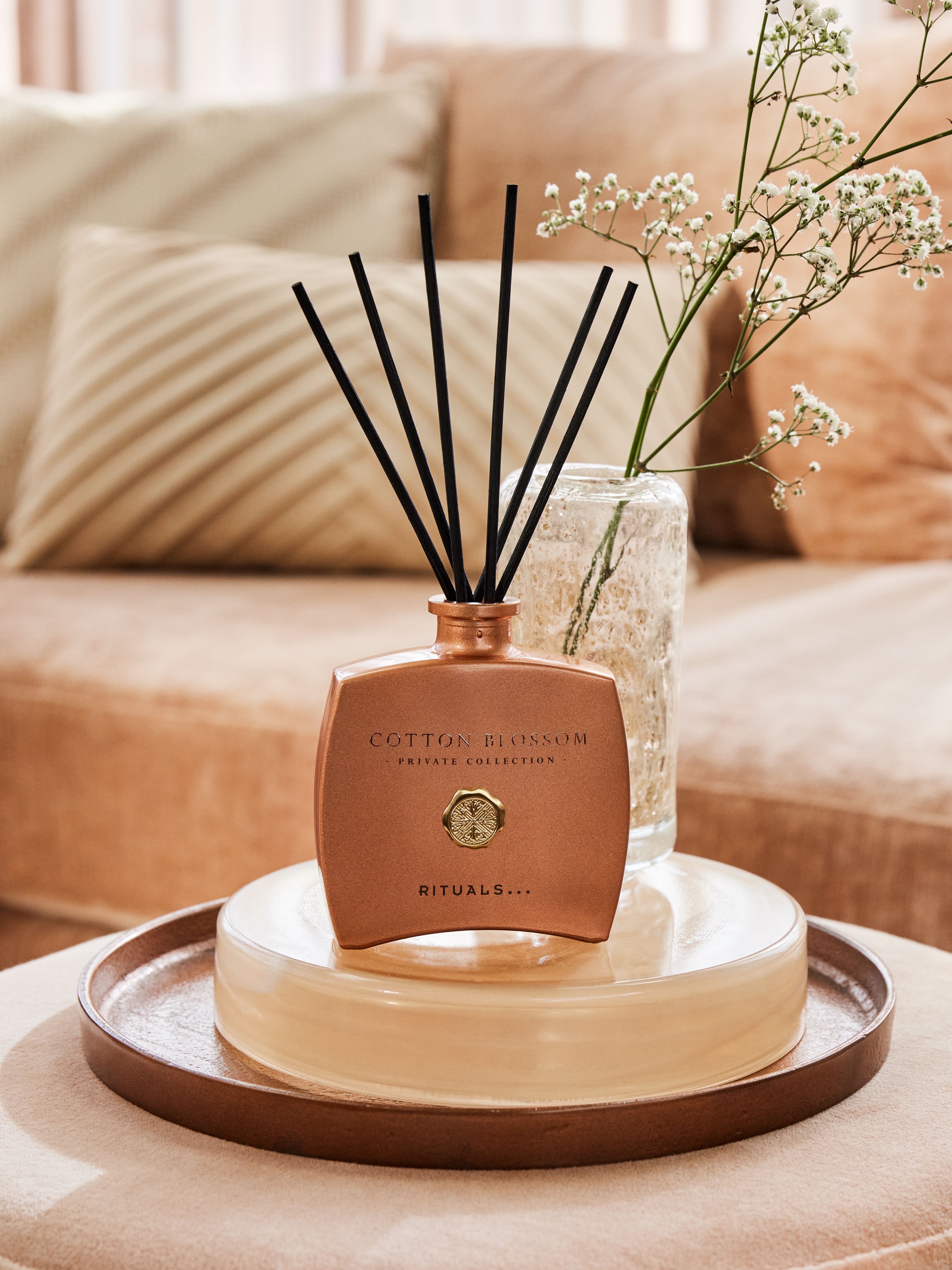 Cotton Blossom Mini Fragrance Sticks Lifestyle with Product