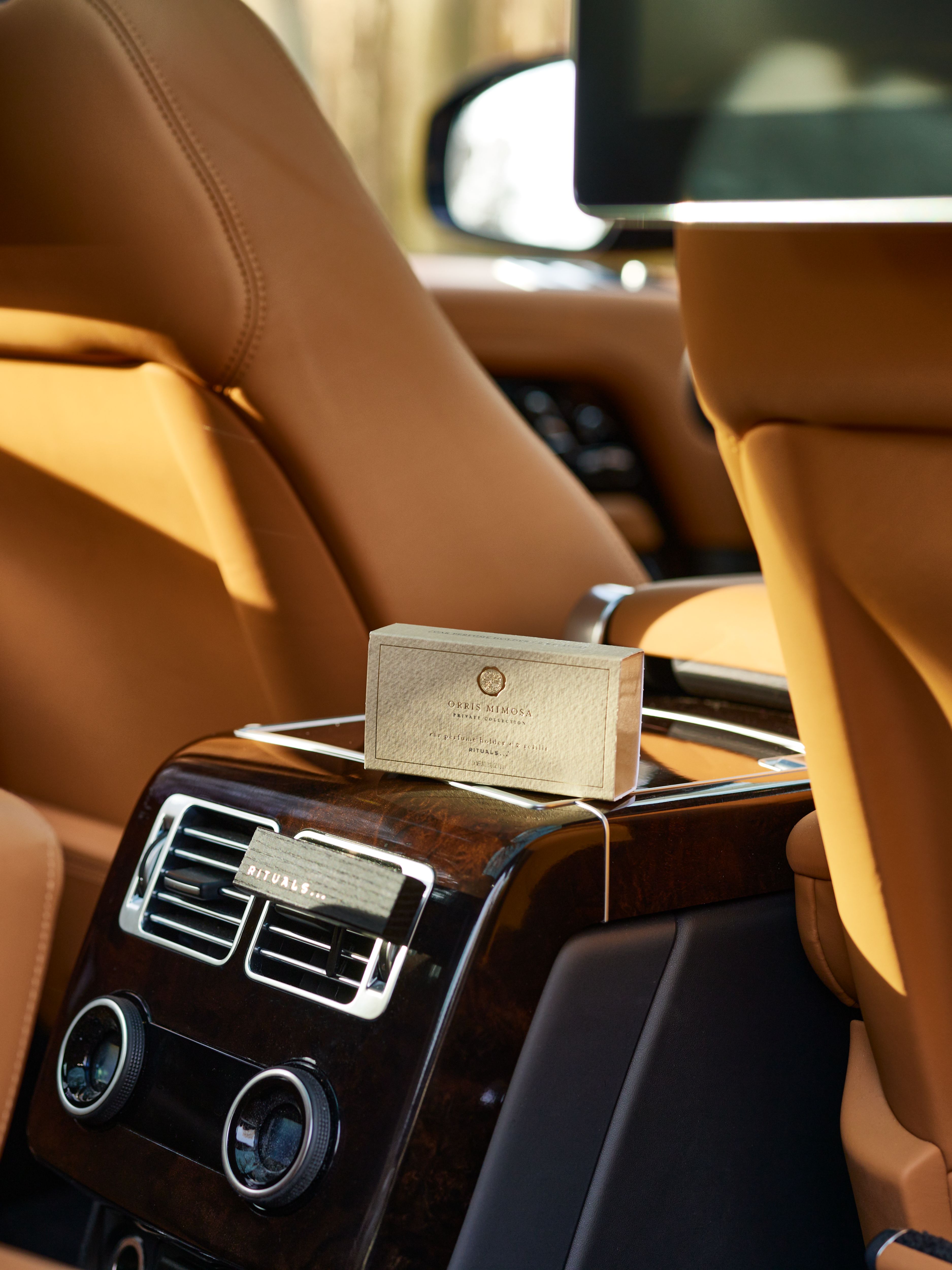 Orris Mimosa Refill Car Perfume Lifestyle with Product