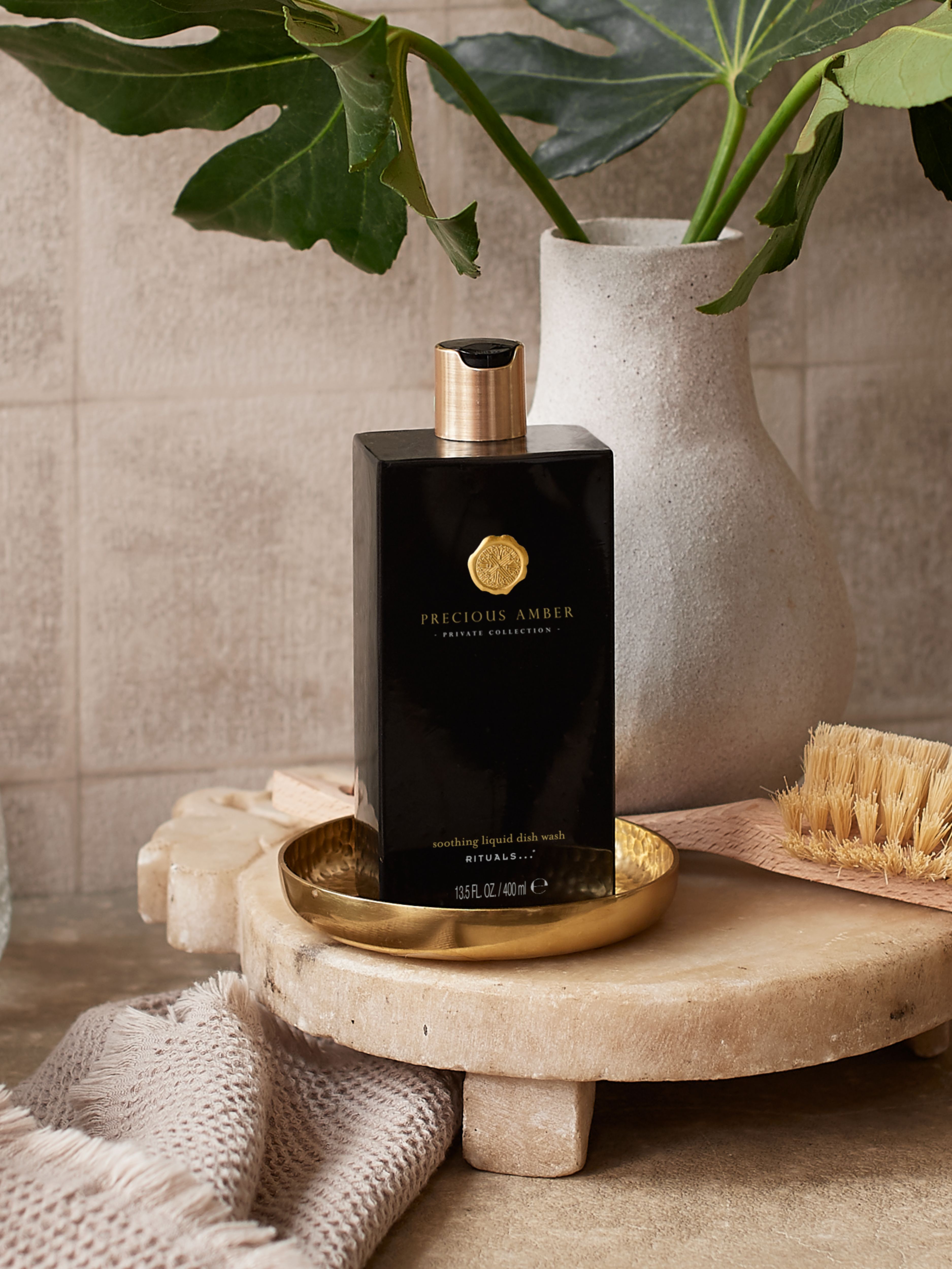 Precious Amber Dish Wash Lifestyle with Product