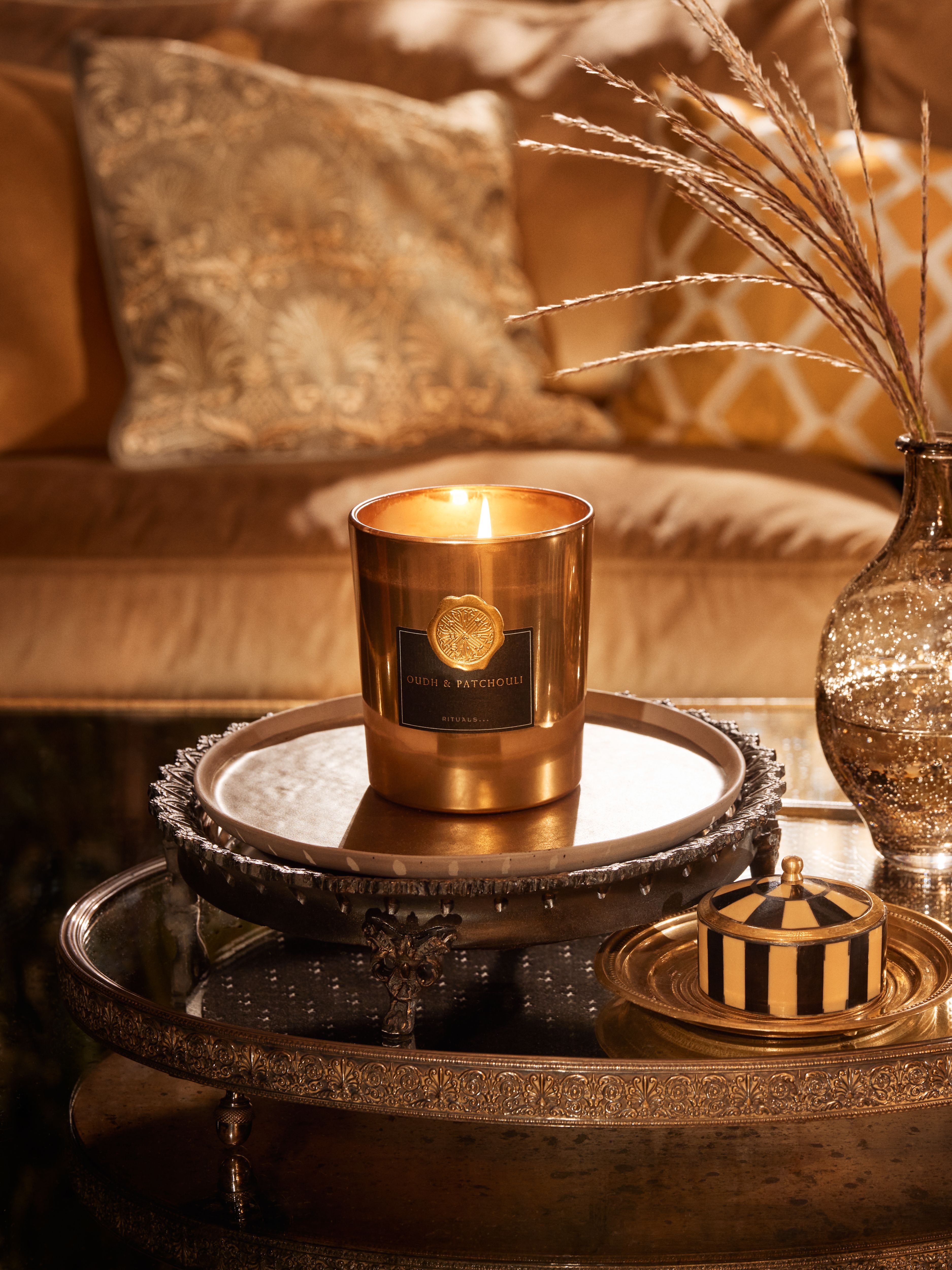 The Ritual of Oudh Scented Candle 360g Lifestyle with Product