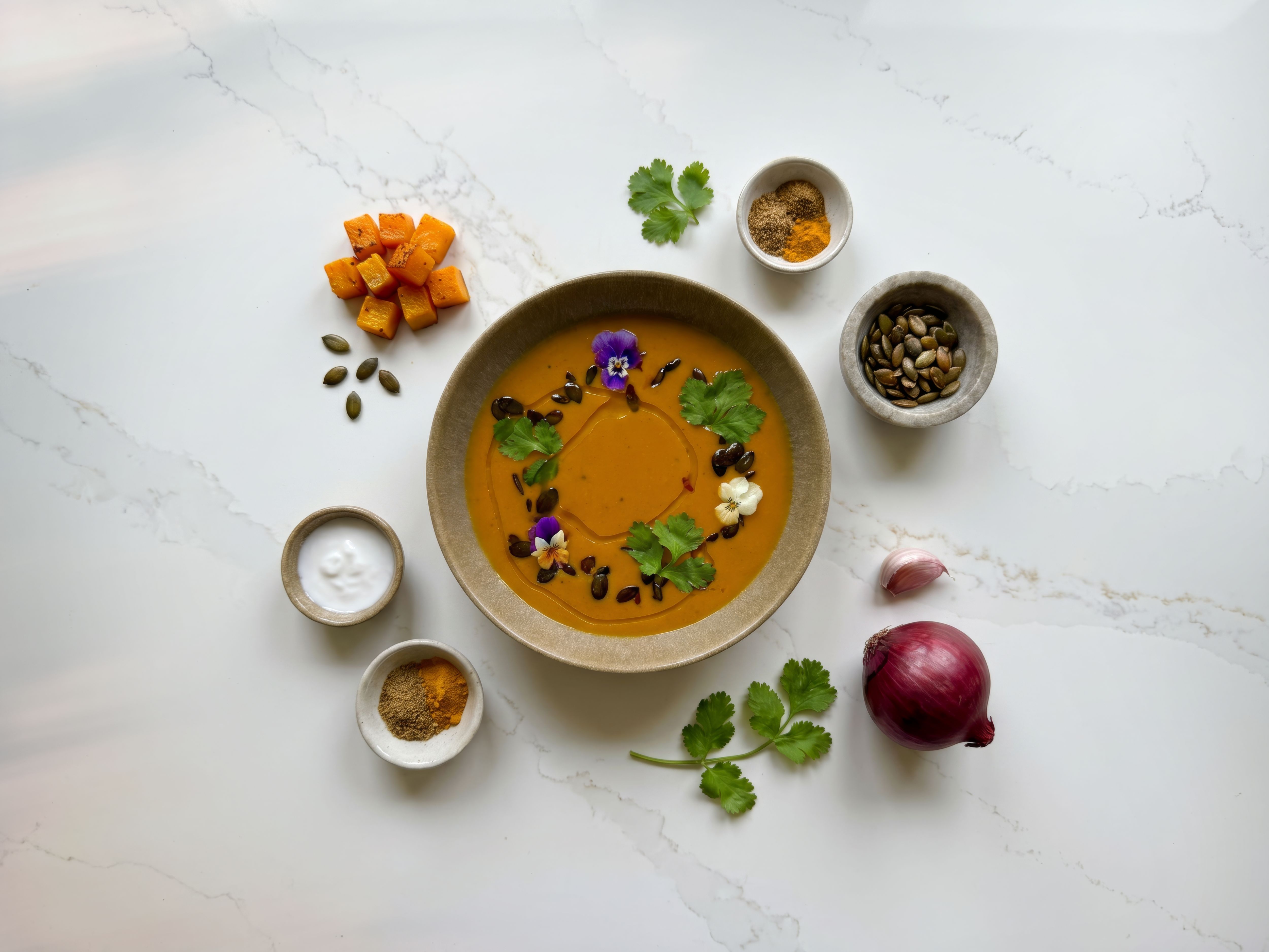 Wärmende Kürbissuppe mit Gewürzen